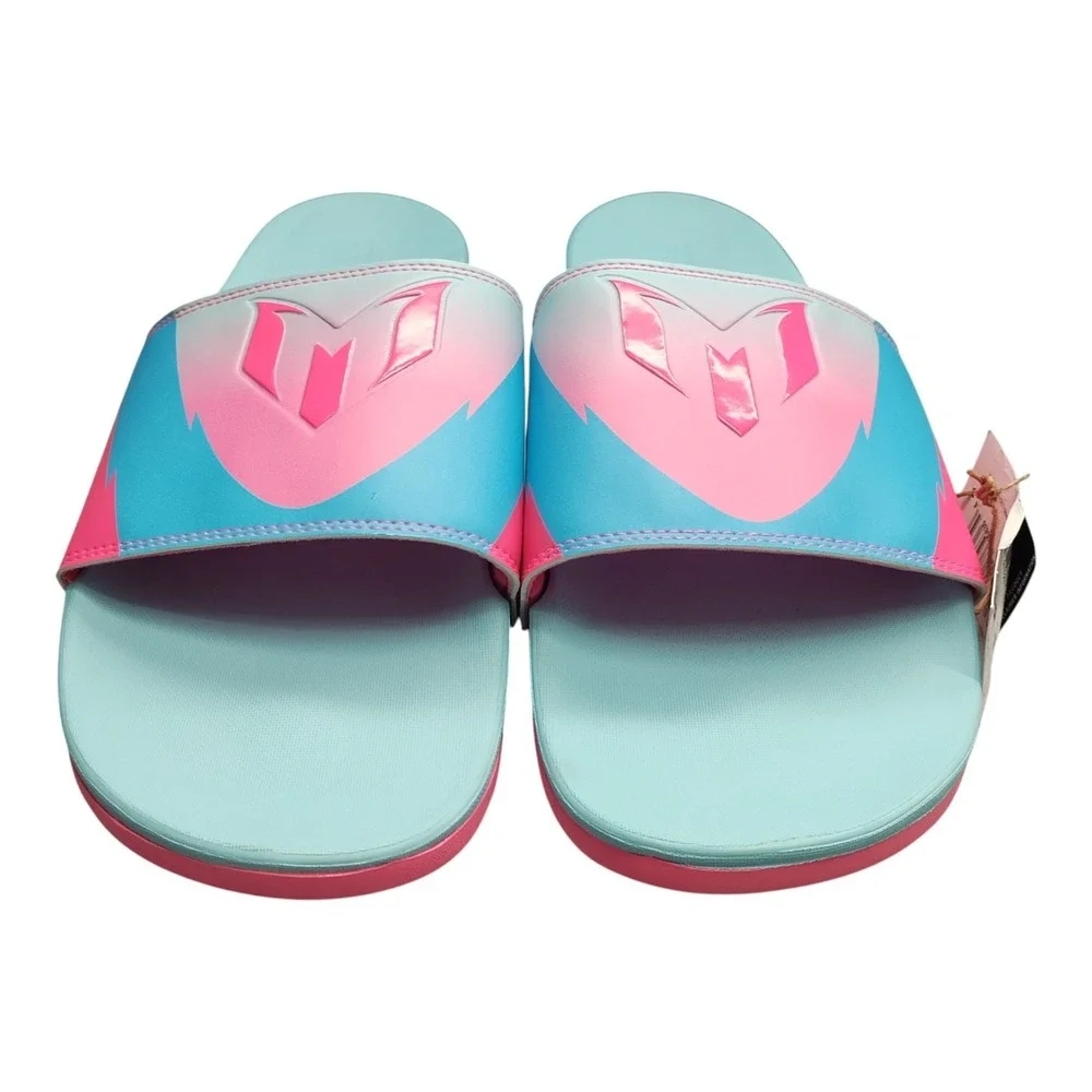 Adidas Adilette Comfort Messi Slide Sandals Mens US 12 Blue Pink Slip On JR6326